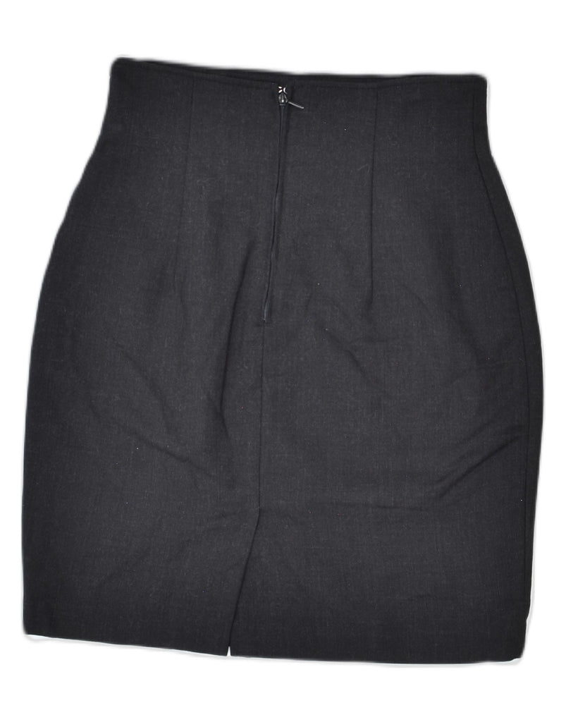 SISLEY Womens High Waist Pencil Skirt Small W26 Grey Virgin Wool | Vintage | Thrift | Second-Hand | Used Clothing | Messina Hembry 