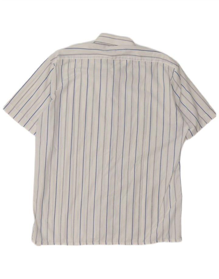 ANGELO LITRICO Mens Short Sleeve Shirt Size 41 Medium White Striped