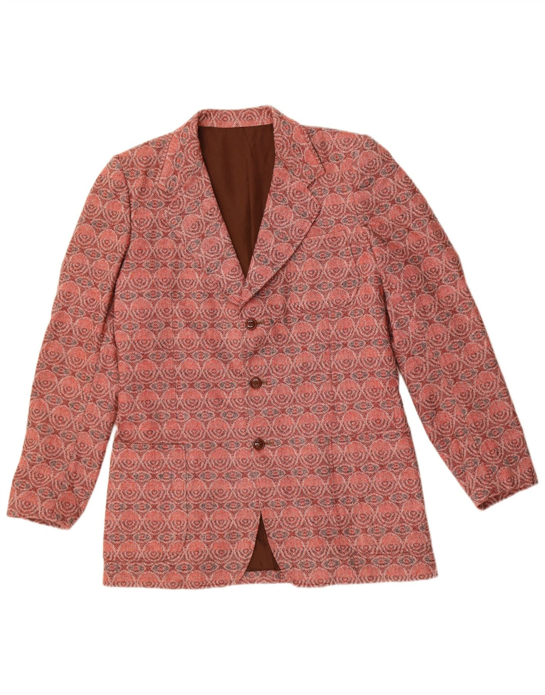 Vintage Womens 3 Button Blazer Jacket UK 14 Medium Red Geometric