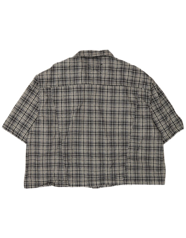 Collusion Mens Loose Fit Short Sleeve Overshirt Flannel Shirt XL Grey Plaid