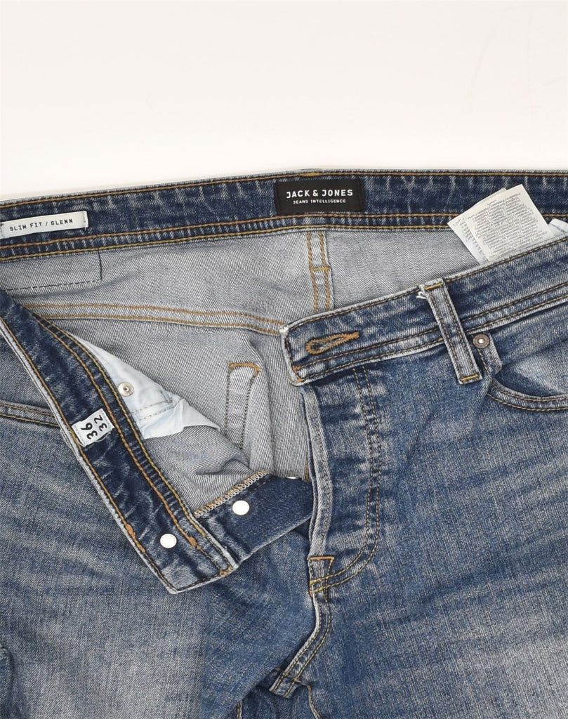 JACK & JONES Mens GLENN Distressed Slim Jeans W36 L32 Blue Cotton | Vintage Jack & Jones | Thrift | Second-Hand Jack & Jones | Used Clothing | Messina Hembry 