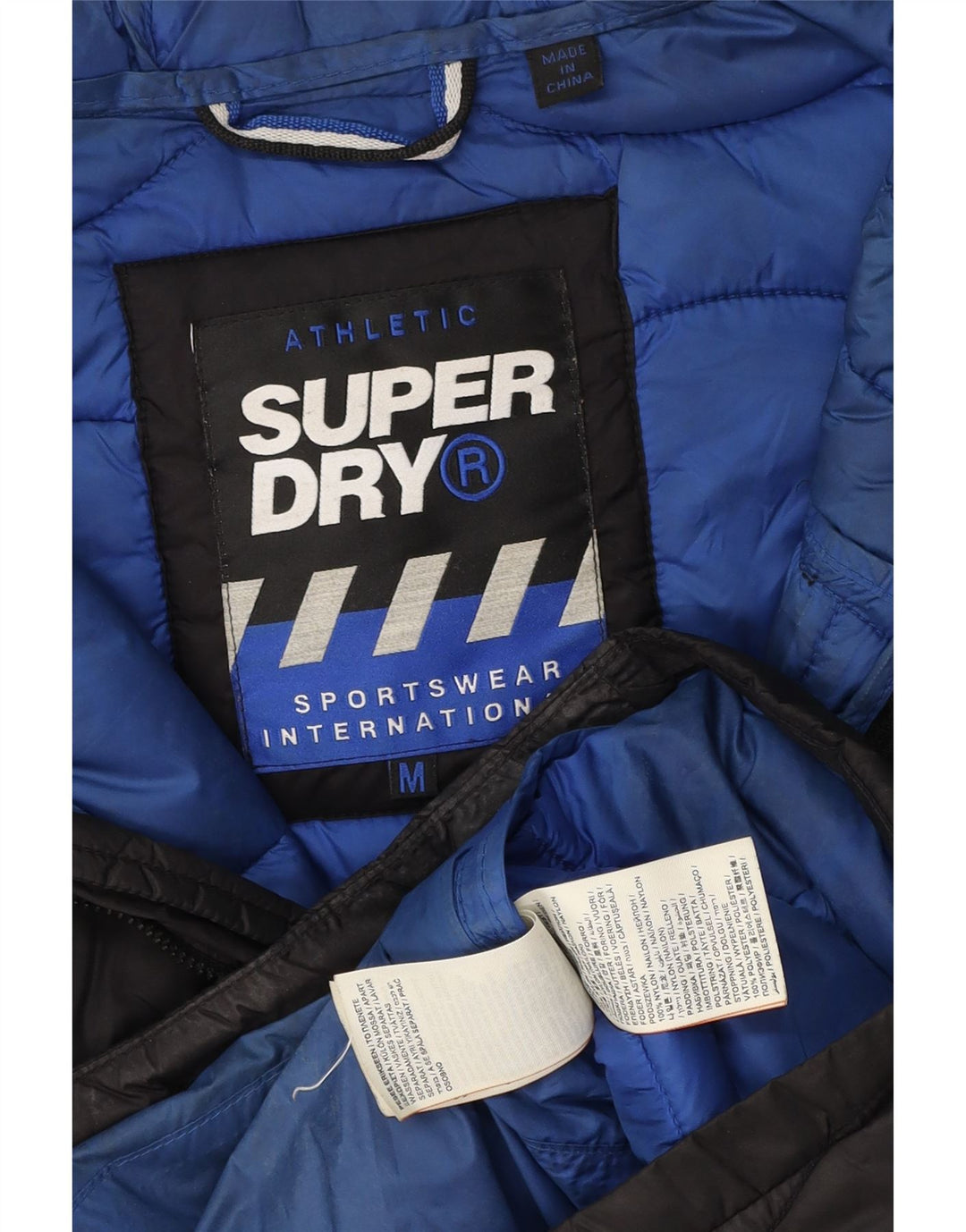 Superdry Mens Hooded Padded Jacket UK 38 Medium Black Nylon