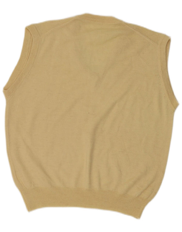 VINTAGE Mens Vest Tank Top Medium Yellow