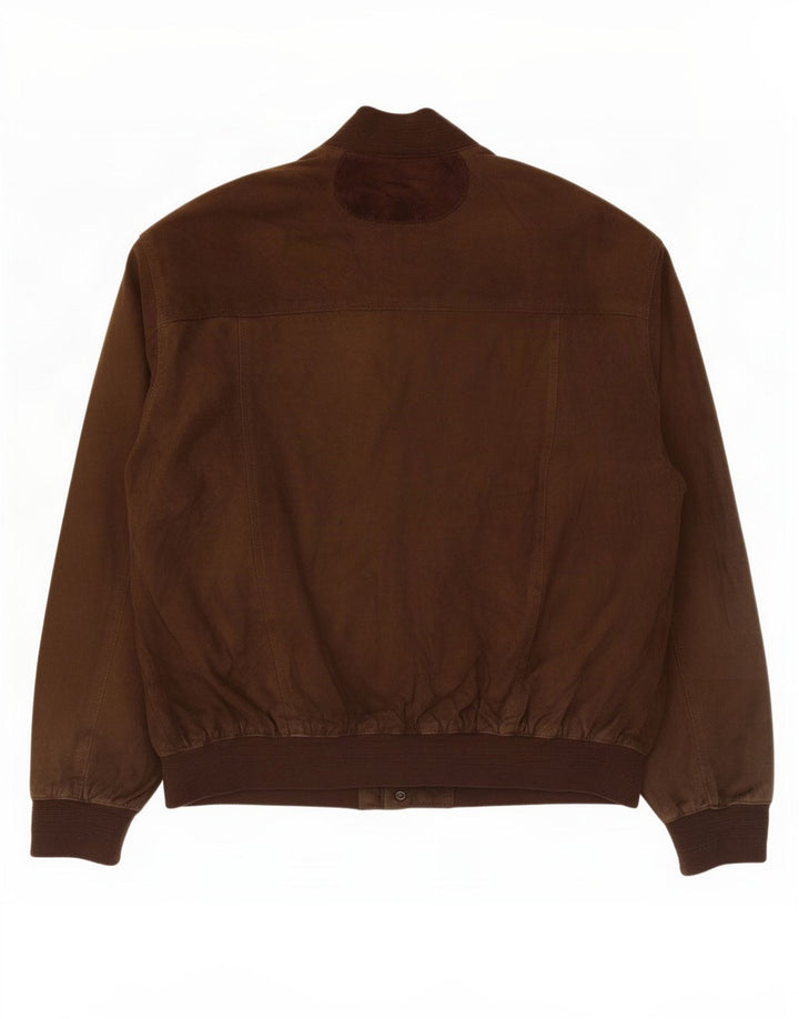 Vintage Mens Suede Bomber Jacket IT 56 3XL Brown Leather