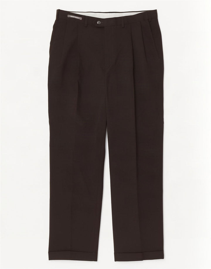 Marks & Spencer Mens Pegged Suit Trousers W34 L31 Black Polyester