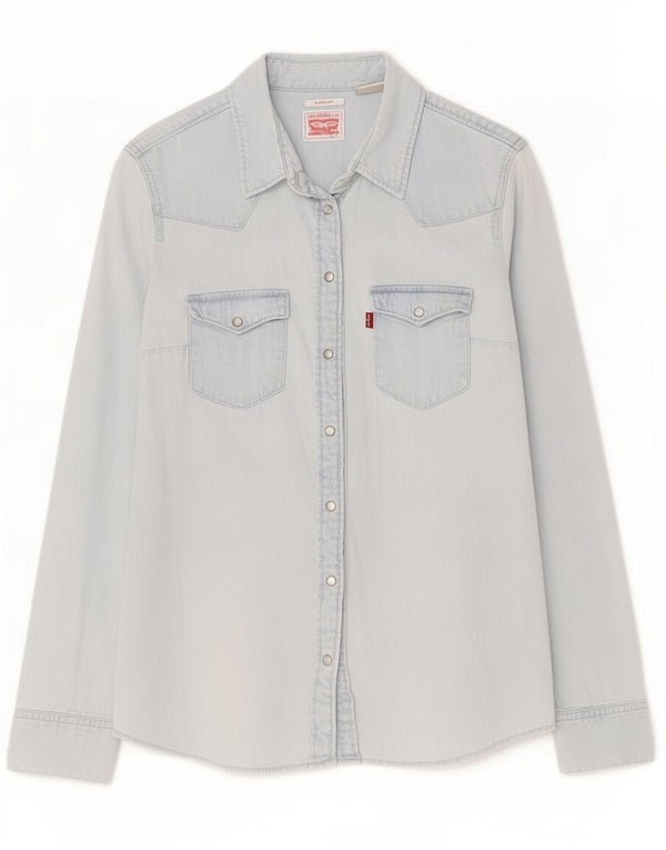 Levi's Womens Classic Fit Denim Shirt UK 14 Medium Blue Cotton