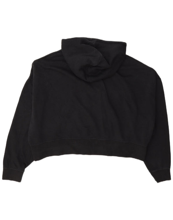 Nike Womens Crop Oversized Zip Hoodie Sweater UK 16 Large Black Cotton