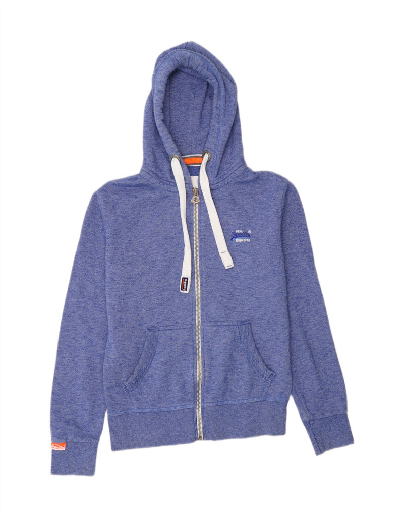 SUPERDRY Mens Zip Hoodie Sweater Small Blue Cotton Vintage Superdry and Second-Hand Superdry from Messina Hembry 