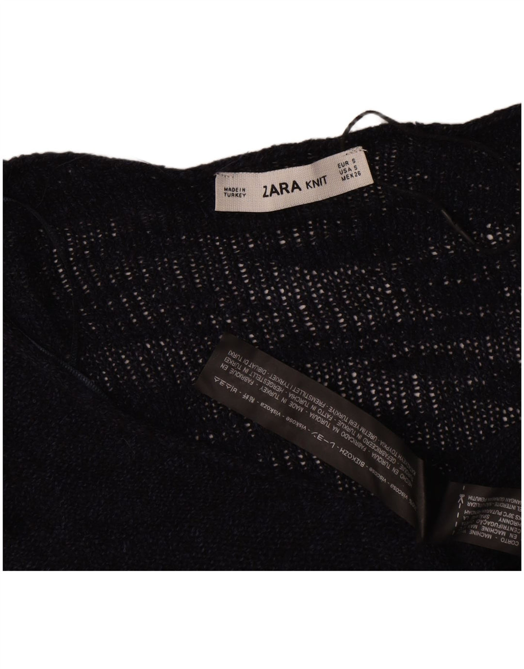 Zara Womens Oversized Boat Neck Jumper Sweater UK 10 Small Navy Blue