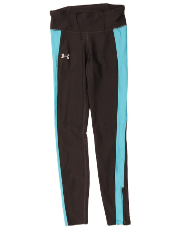 Under Armour Womens Heat Gear Leggings UK 8 Small Black Colourblock