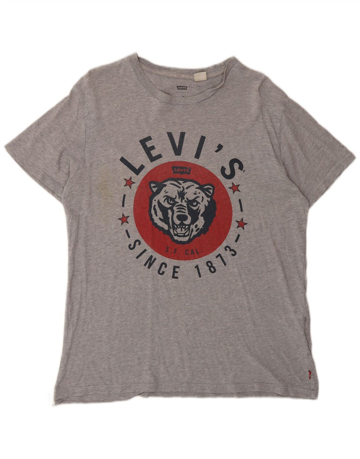 LEVI'S Mens Graphic T-Shirt Top Medium Grey Cotton