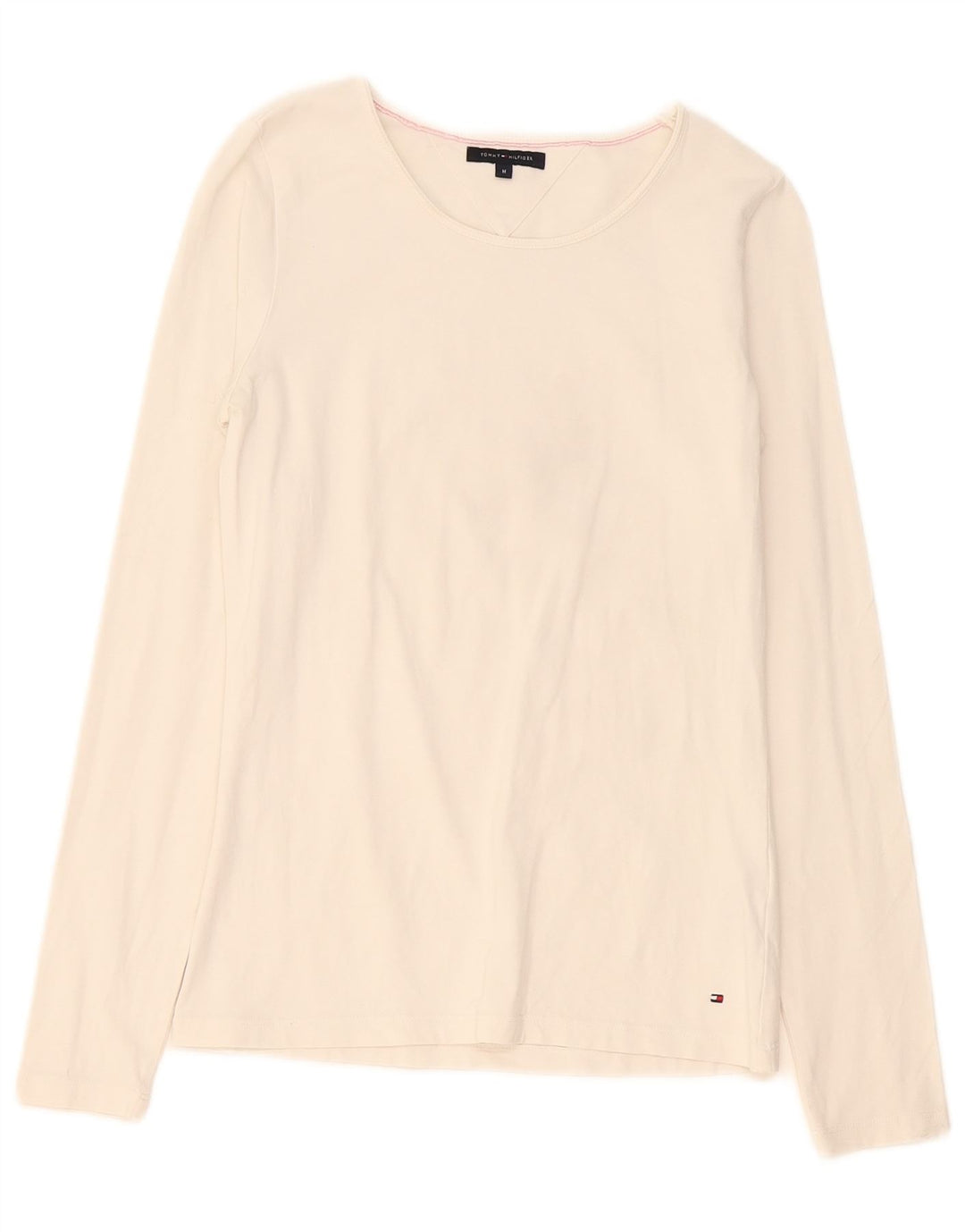 Tommy Hilfiger Womens Top Long Sleeve UK 12 Medium White Cotton