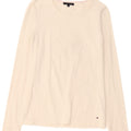 Tommy Hilfiger Womens Top Long Sleeve UK 12 Medium White Cotton
