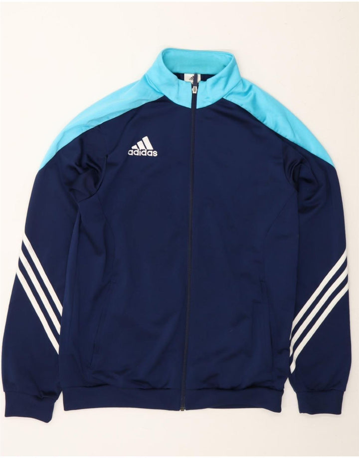 ADIDAS Mens Tracksuit Top Jacket Medium Navy Blue Colourblock Polyester Vintage Adidas and Second-Hand Adidas from Messina Hembry 