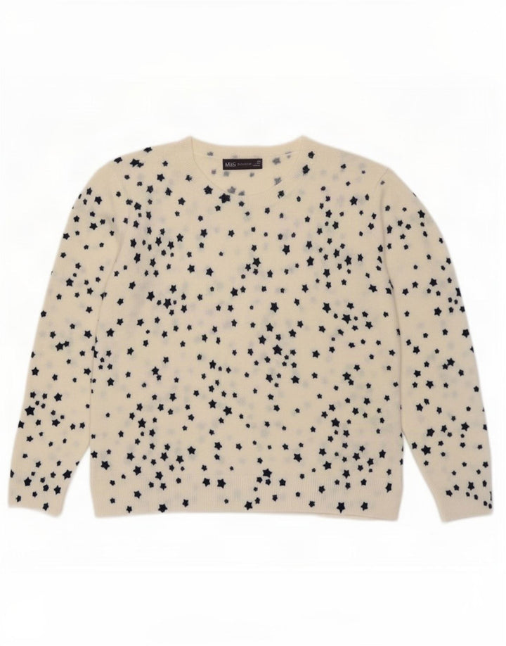 Marks & Spencer Womens Crew Neck Jumper Sweater UK 14 Medium White