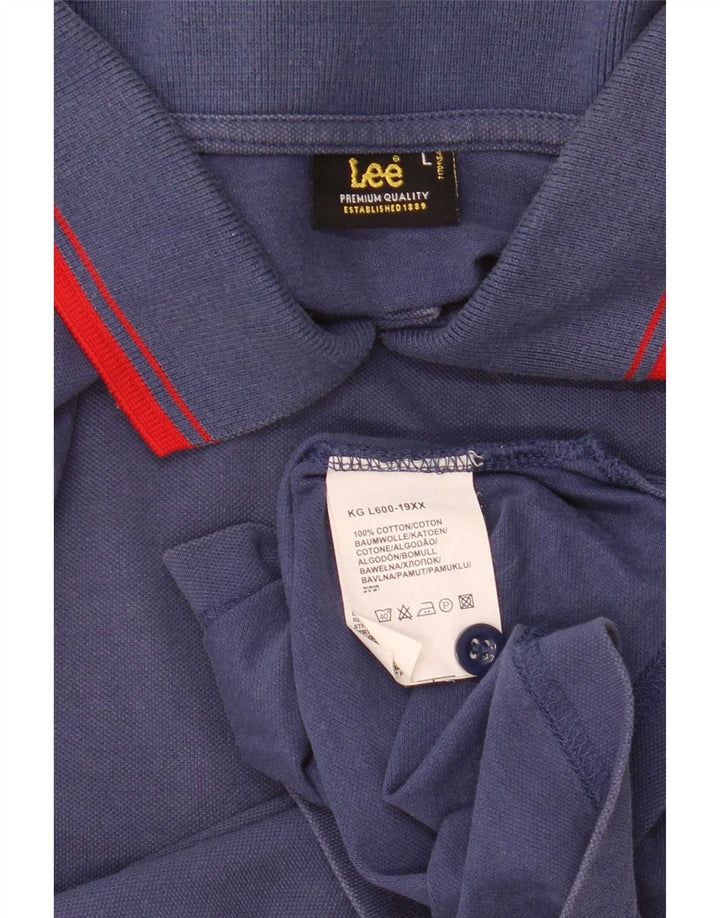 Lee Mens Polo Shirt Large Blue Cotton