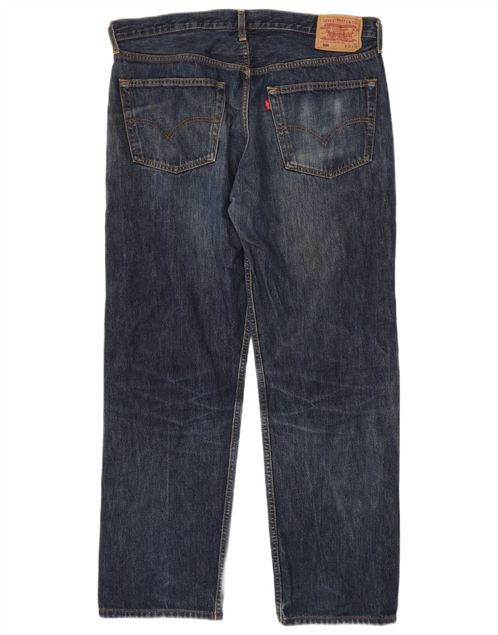 Levi's Mens 501 Straight Jeans W38 L30 Navy Blue Cotton