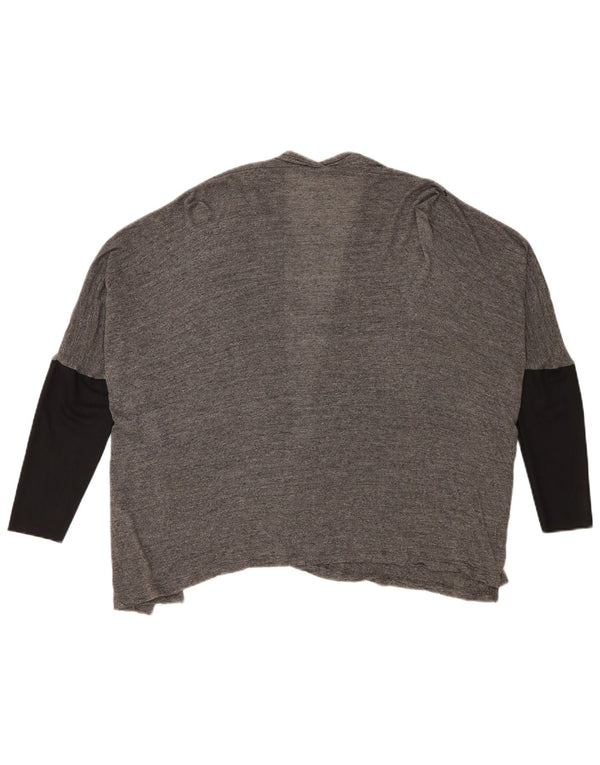Zara Womens 3/4 Sleeve Cardigan Sweater UK 14 Medium Grey Colourblock