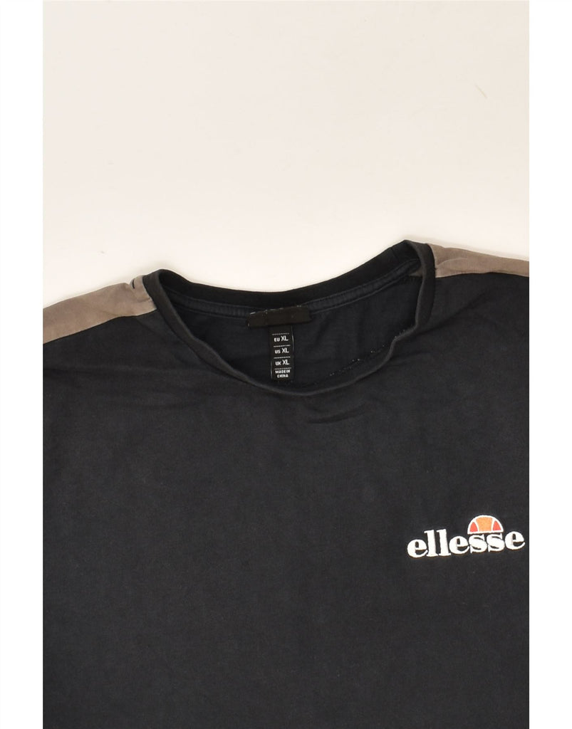 ELLESSE Mens T-Shirt Top XS Black Colourblock Cotton | Vintage Ellesse | Thrift | Second-Hand Ellesse | Used Clothing | Messina Hembry 