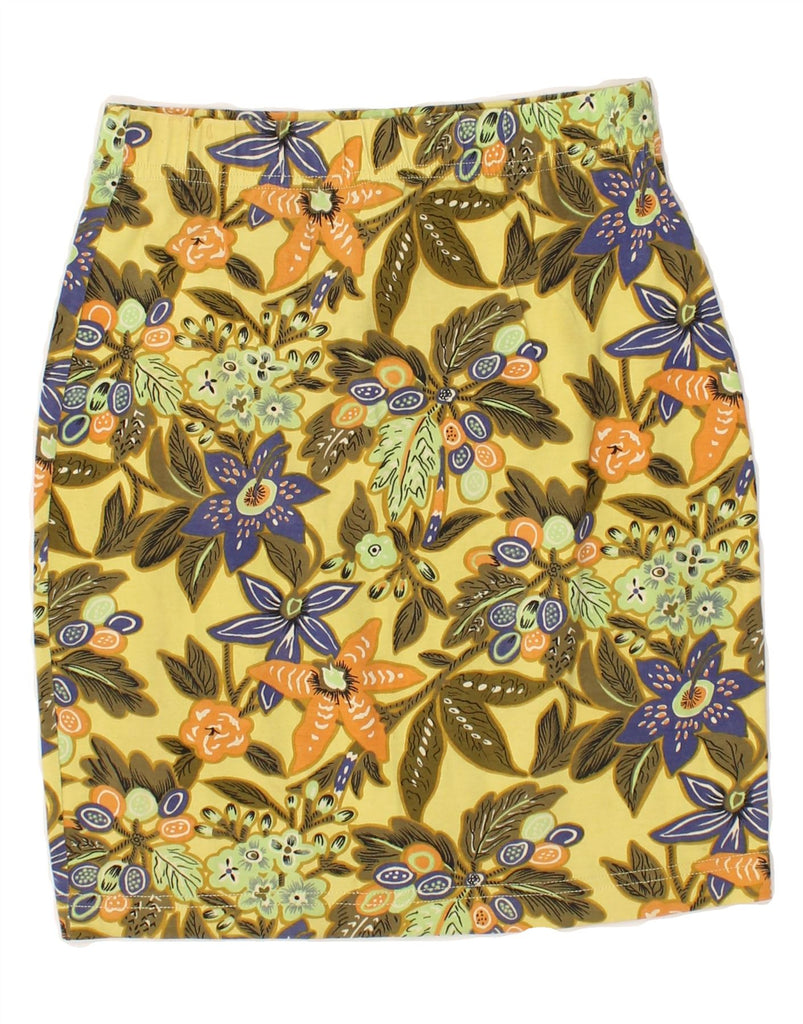 VINTAGE Womens Pencil Skirt UK 10 Small W26  Yellow Floral Cotton | Vintage Vintage | Thrift | Second-Hand Vintage | Used Clothing | Messina Hembry 