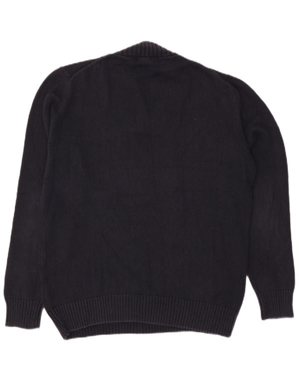 Zara Mens V-Neck Jumper Sweater Large Navy Blue