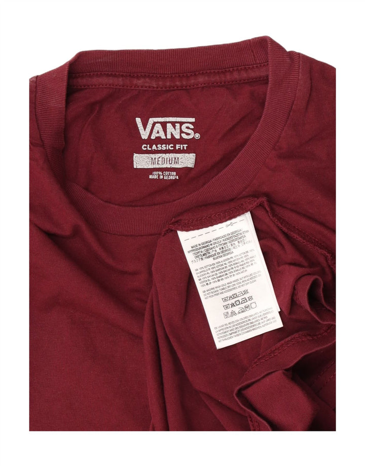 Vans Mens Classic Fit T-Shirt Top Medium Burgundy Cotton