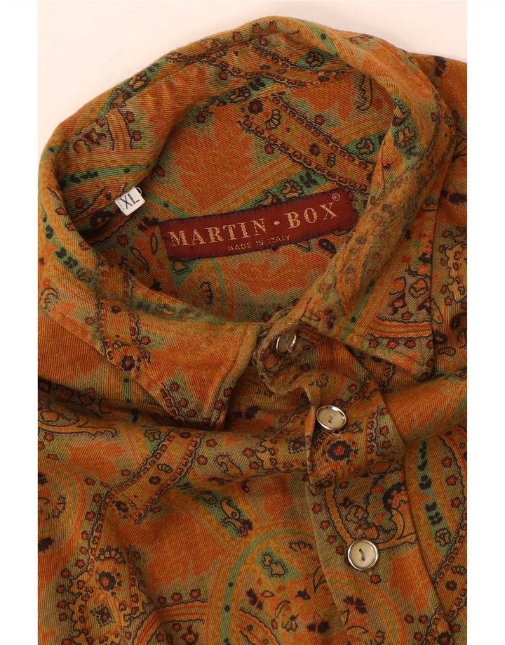 Vintage Mens Shirt XL Brown Paisley