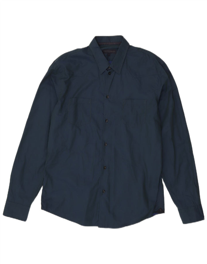 Trussardi Mens Shirt Size 41 Medium Navy Blue