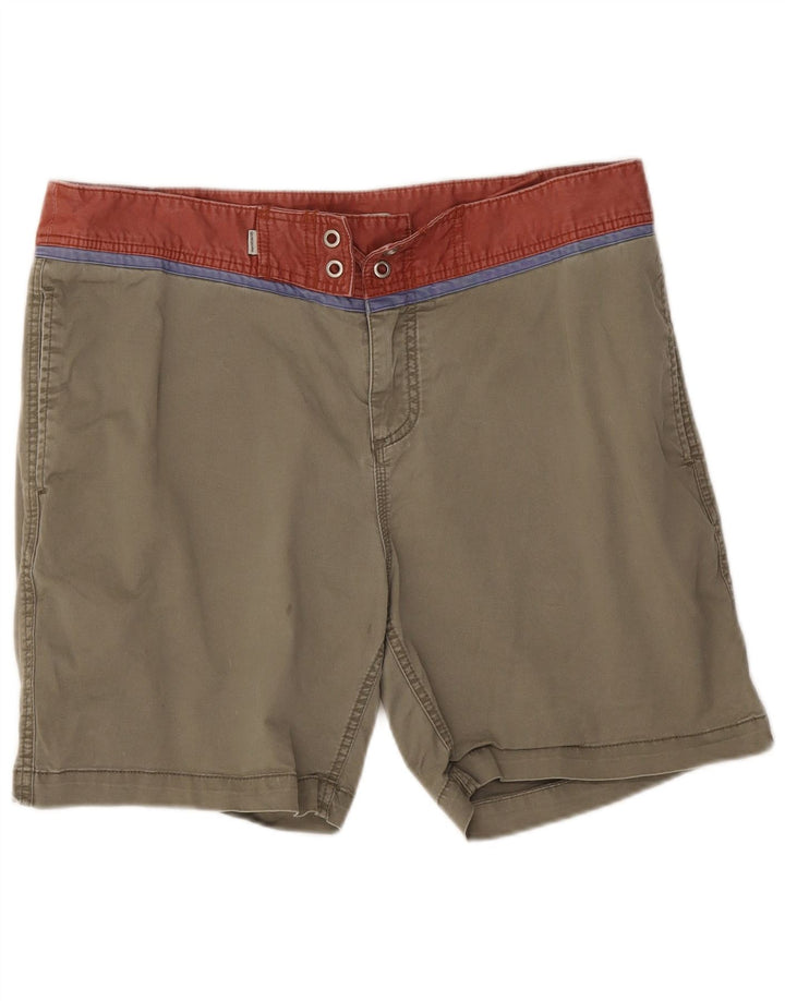 Quiksilver Mens Shorts W36 Large Khaki Colourblock Cotton