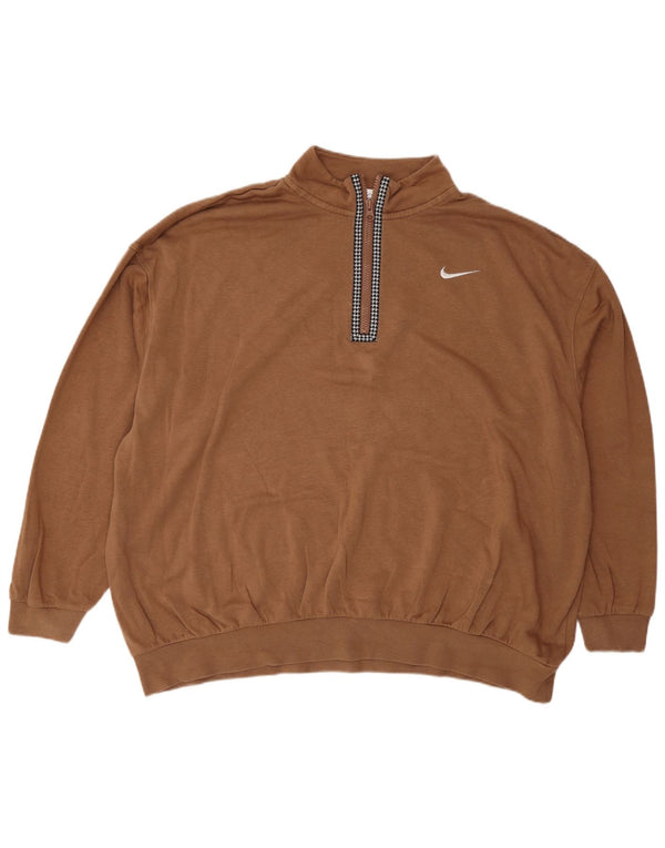 Nike Womens Graphic Oversized Sweatshirt Jumper UK 16 Large Brown Cotton