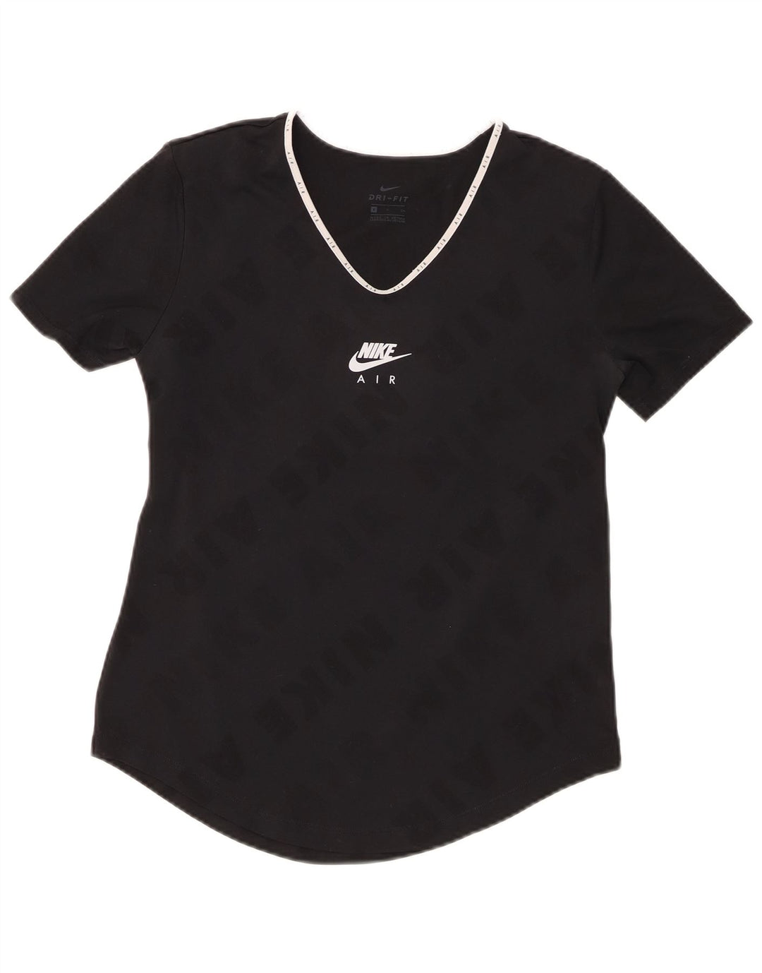NIKE Womens Dri Fit Graphic T-Shirt Top UK 10 Small Black Polyester