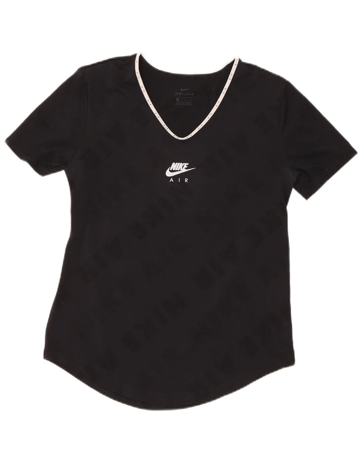 NIKE Womens Dri Fit Graphic T-Shirt Top UK 10 Small Black Polyester