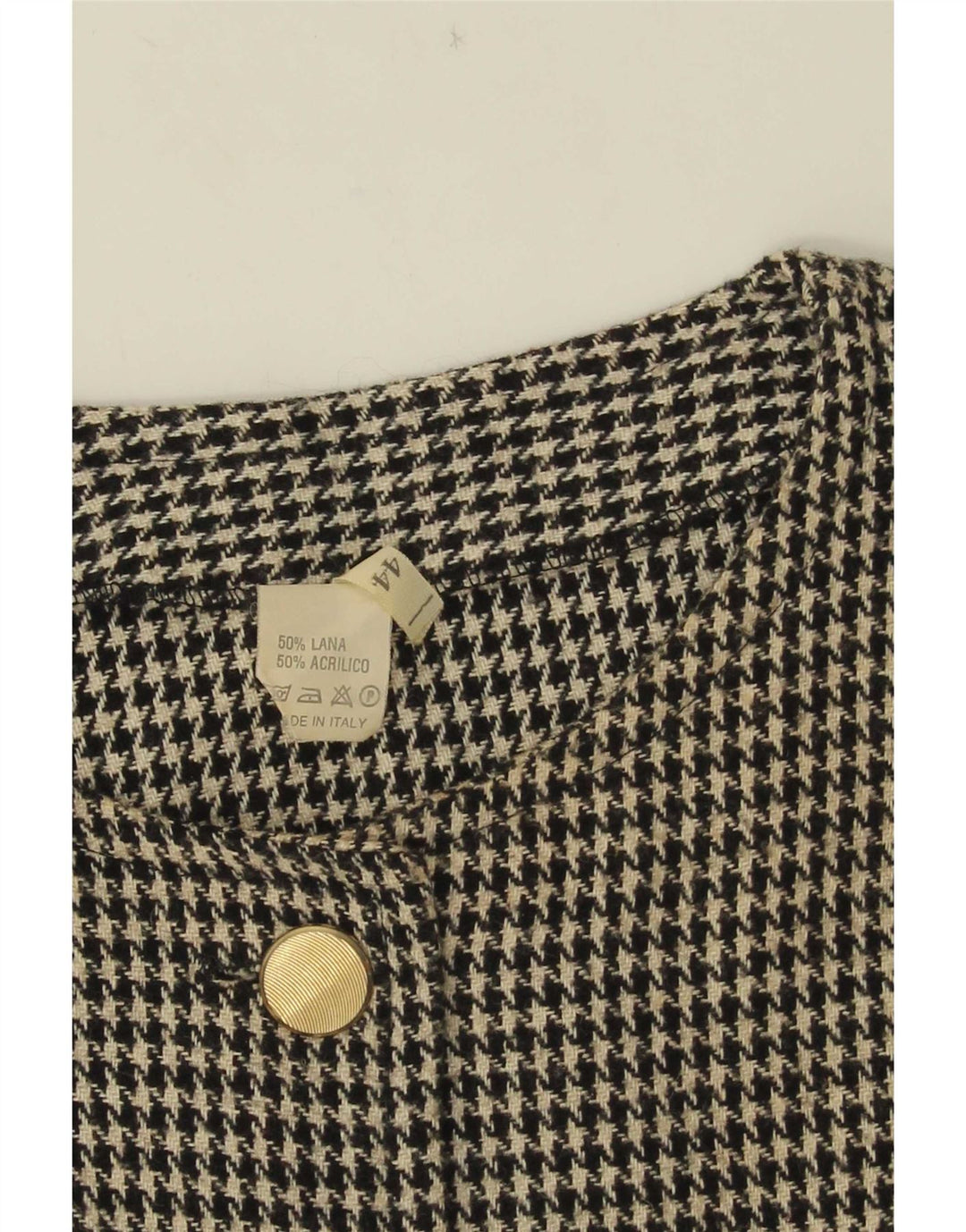 Vintage Womens Crop 5 Button Blazer Jacket IT 44 Medium Black Houndstooth