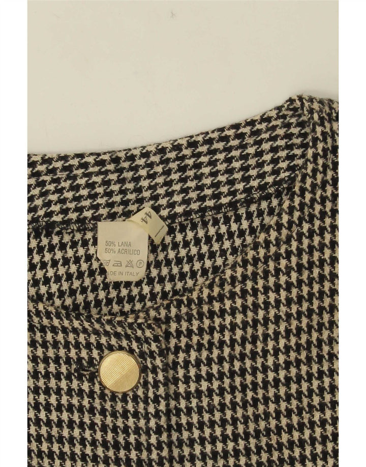 Vintage Womens Crop 5 Button Blazer Jacket IT 44 Medium Black Houndstooth