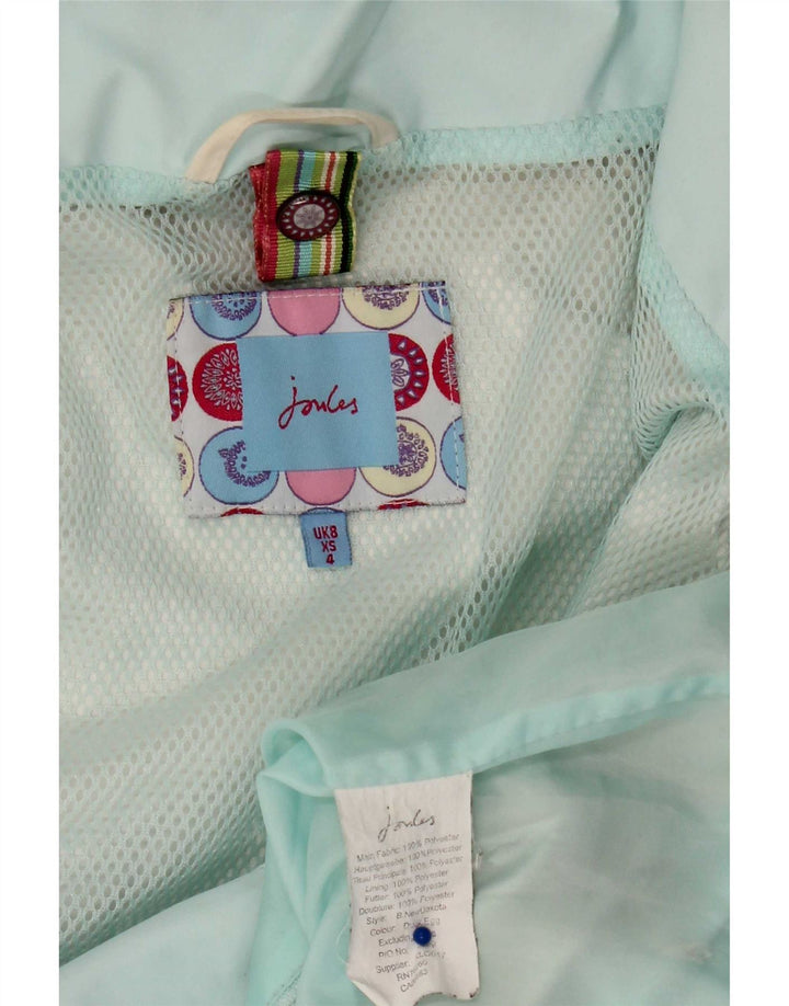 Joules Womens Hooded Rain Jacket UK 8 Small Turquoise Polyester
