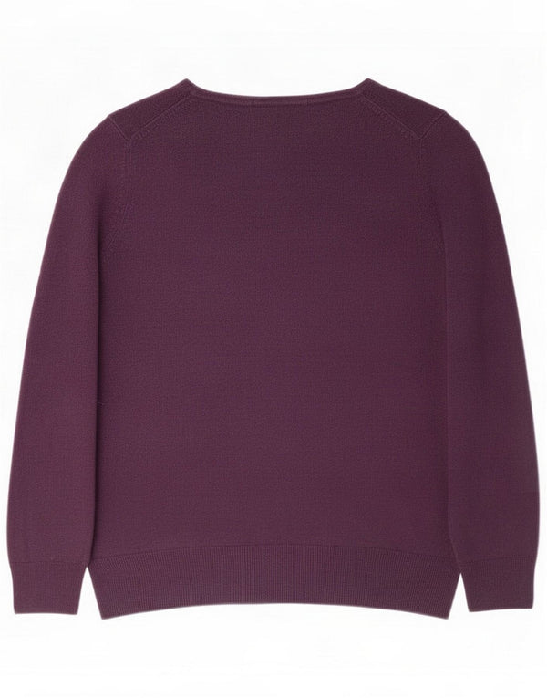 Marks & Spencer Womens V-Neck Jumper Sweater UK 16 Large Purple