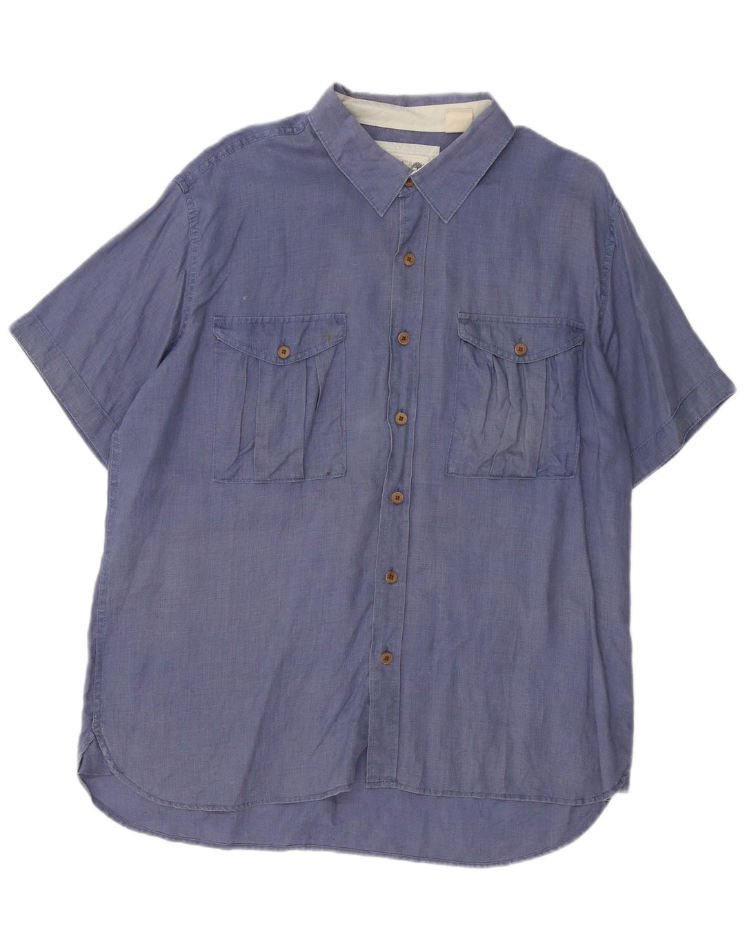 Timberland Mens Short Sleeve Slim Fit Shirt XL Blue Hemp