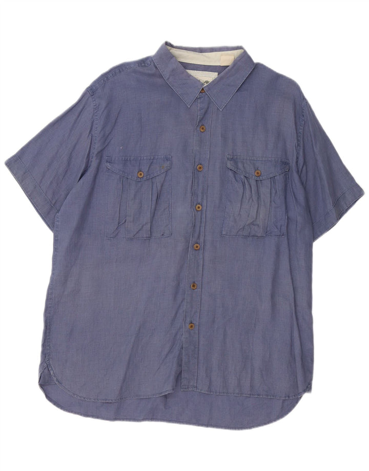 Timberland Mens Short Sleeve Slim Fit Shirt XL Blue Hemp