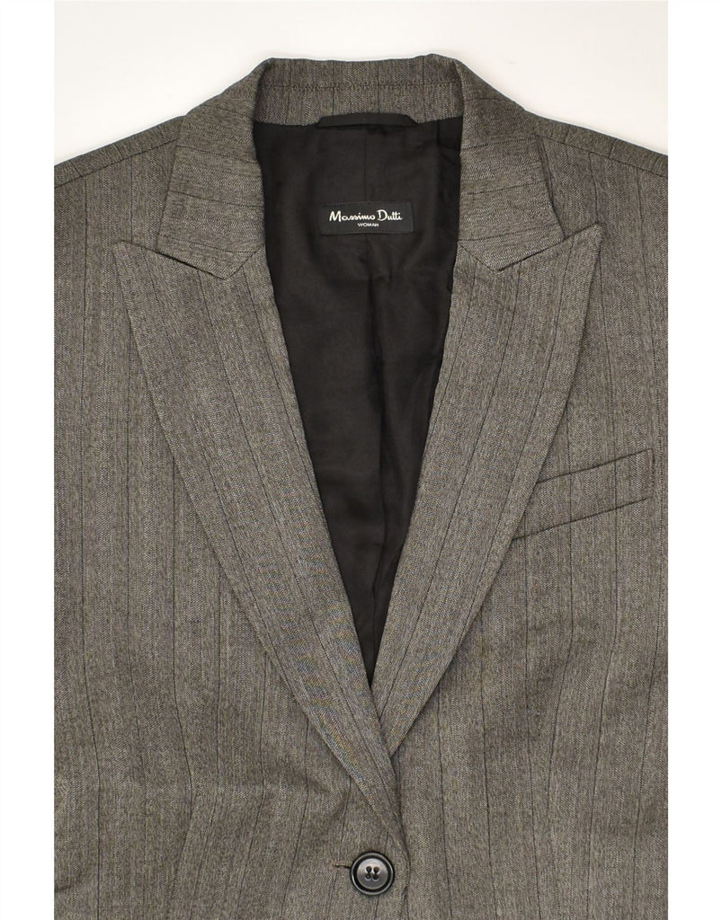 MASSIMO DUTTI Womens 1 Button Blazer Jacket EU 40 Medium Grey Striped Wool | Vintage Massimo Dutti | Thrift | Second-Hand Massimo Dutti | Used Clothing | Messina Hembry 