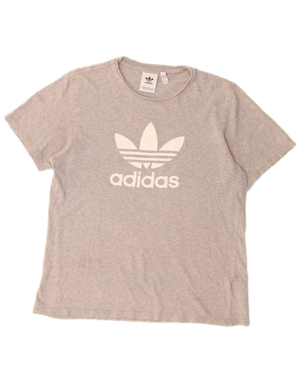 ADIDAS Mens Graphic T-Shirt Top Medium Grey Cotton