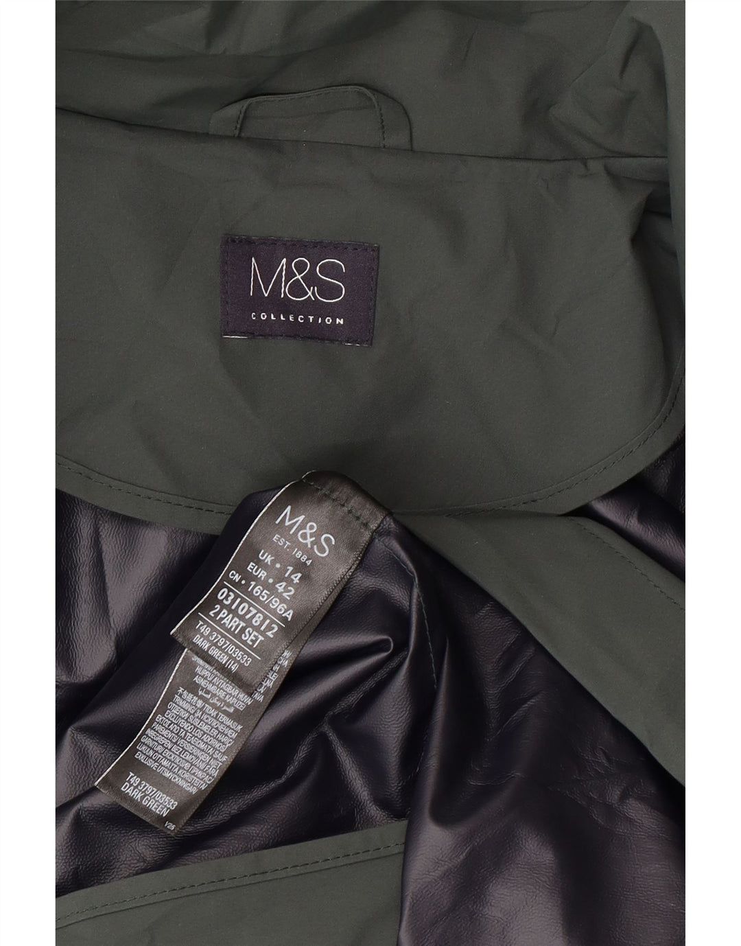 Marks & Spencer Womens Hooded Raincoat UK 14 Large  Green Polyester
