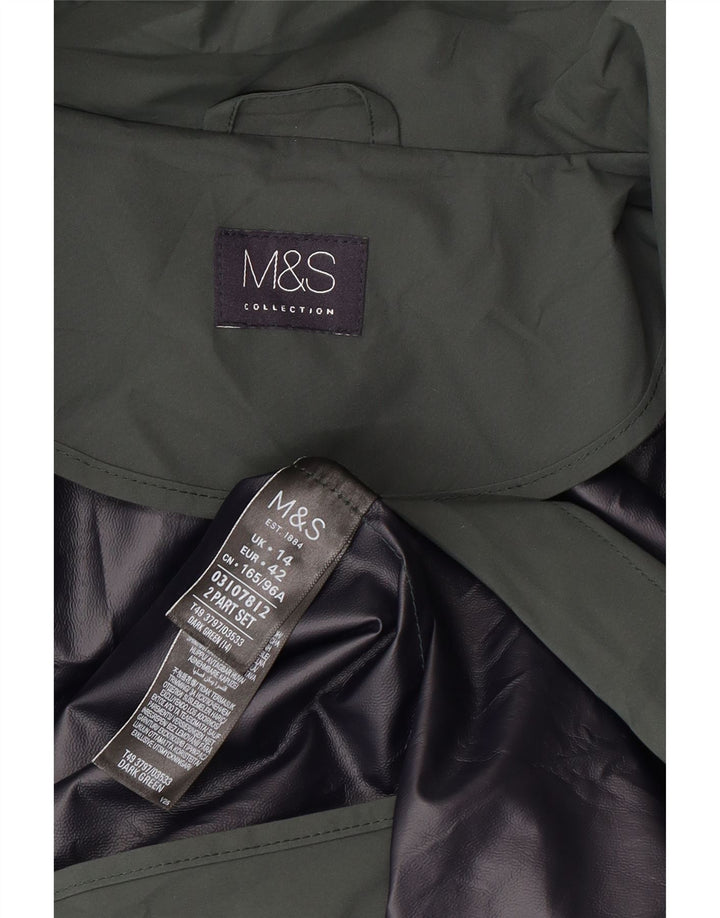 Marks & Spencer Womens Hooded Raincoat UK 14 Large  Green Polyester