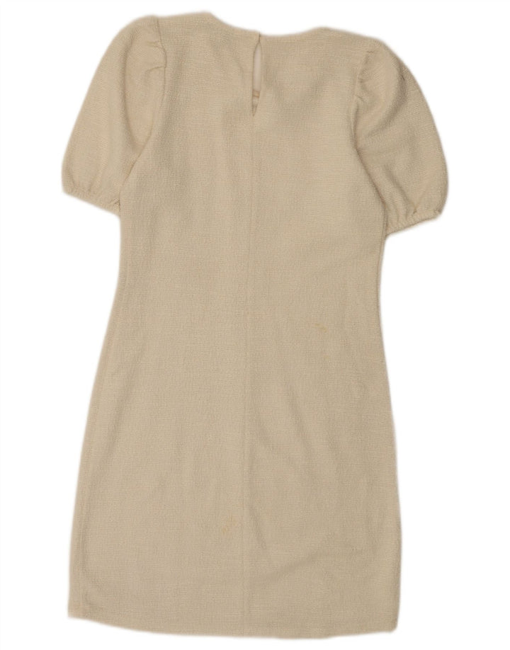 Zara Womens Sheath Dress UK 8 Small Off White Cotton