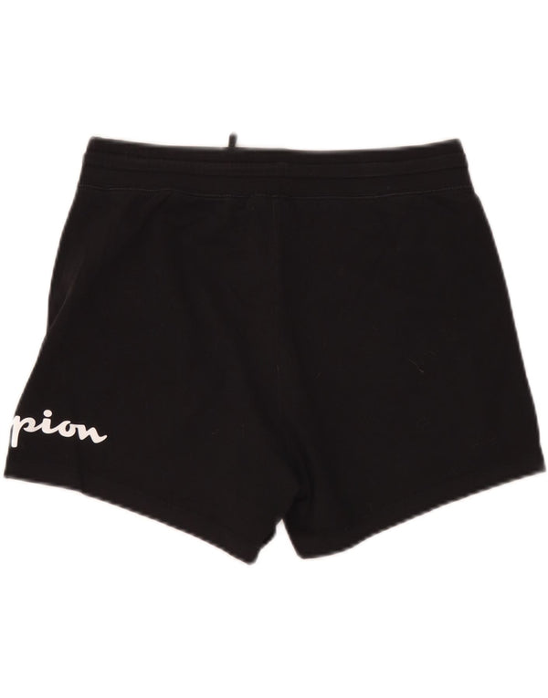 Champion Womens Graphic Sport Shorts UK 14 Large Black Cotton