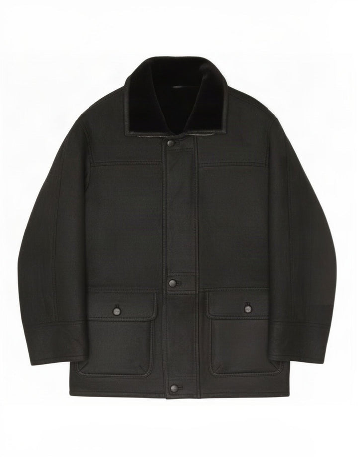 Monza Mens Shearling Overcoat IT 52 XL Black