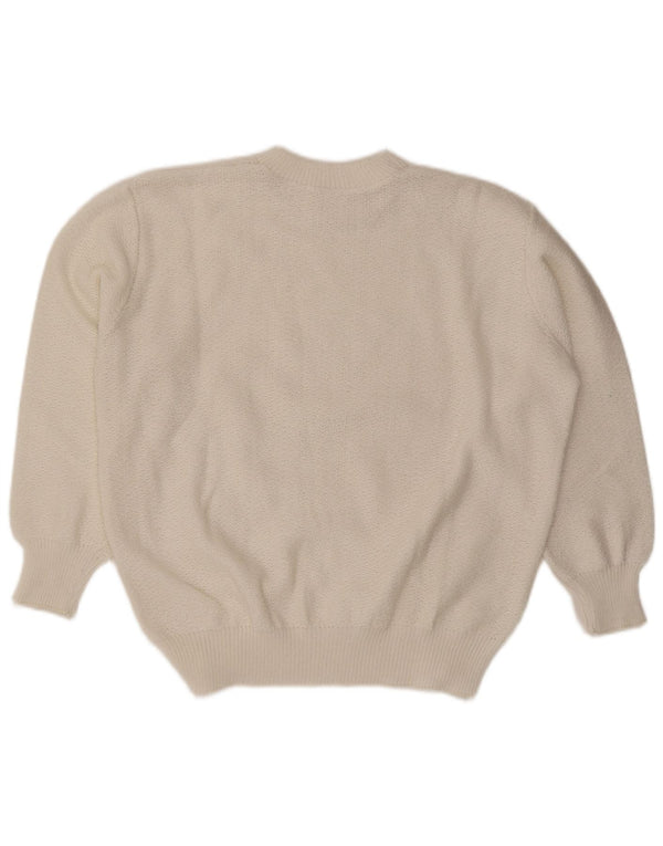Vintage Womens Crew Neck Jumper Sweater UK 18 XL White