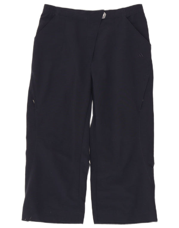 Adidas Womens Wide Leg Capri Cargo Trousers UK 8 Small W28 L20 Navy Blue