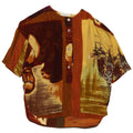 Vintage Womens Graphic Blouse Top IT 46 Large Brown Colourblock