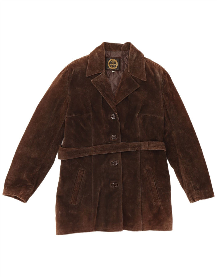 Vintage Womens Suede Jacket UK 14 Medium Brown Leather
