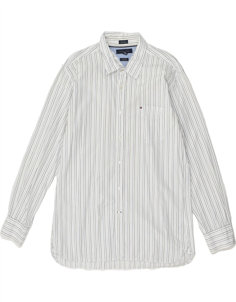 TOMMY HILFIGER Mens Tall Custom Fit Shirt Size 17 1/2  18 XL White Striped | Vintage Tommy Hilfiger | Thrift | Second-Hand Tommy Hilfiger | Used Clothing | Messina Hembry 